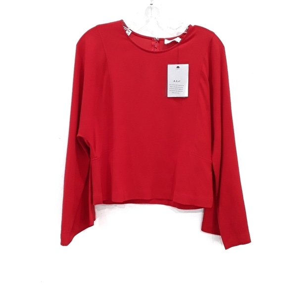🆕 A.L.C. | NWT Red Wide Sleeve Blouse Top - Picture 1 of 5